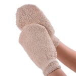 Bamboo exfoliating gloves for sensitive skin and pre-wax exfoliation